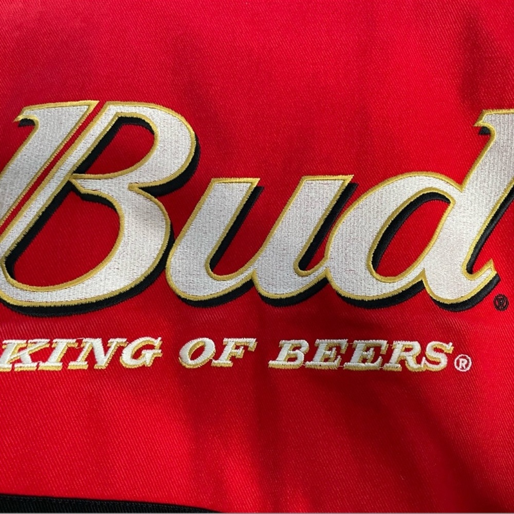 🏎️ VTG 90’s DALE EARNHARDT JR. WINSTON CUP BUDWEISER NASCAR RACING JACKET Men XL - Picture 11 of 14